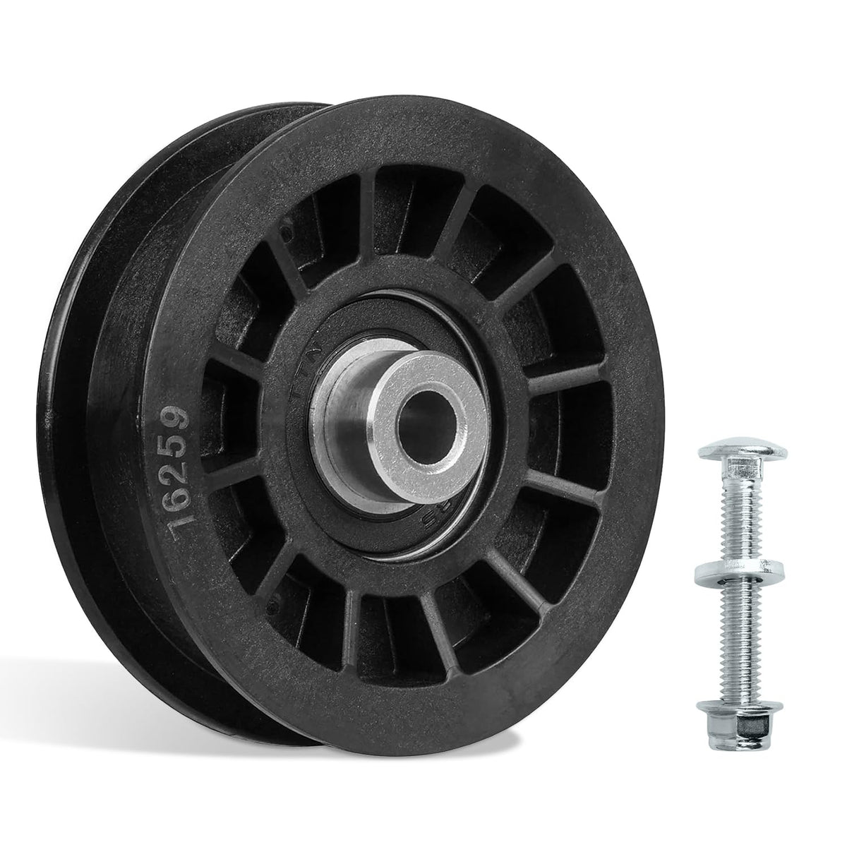 Fourtry flat idler pulley for Craftsman YT4000 keeps belt tension smooth.