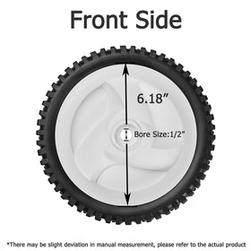 Fourtry front-drive wheels compatible with Craftsman models improve mowing efficiency.