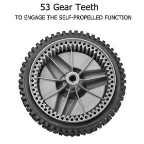 53-tooth gear design helps improve wheel grip during self-propelled operation.