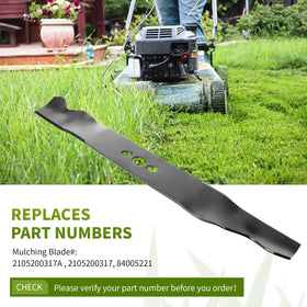 Fourtry 2105200317A 21-inch blade side view highlights durable edge for tough mowing.