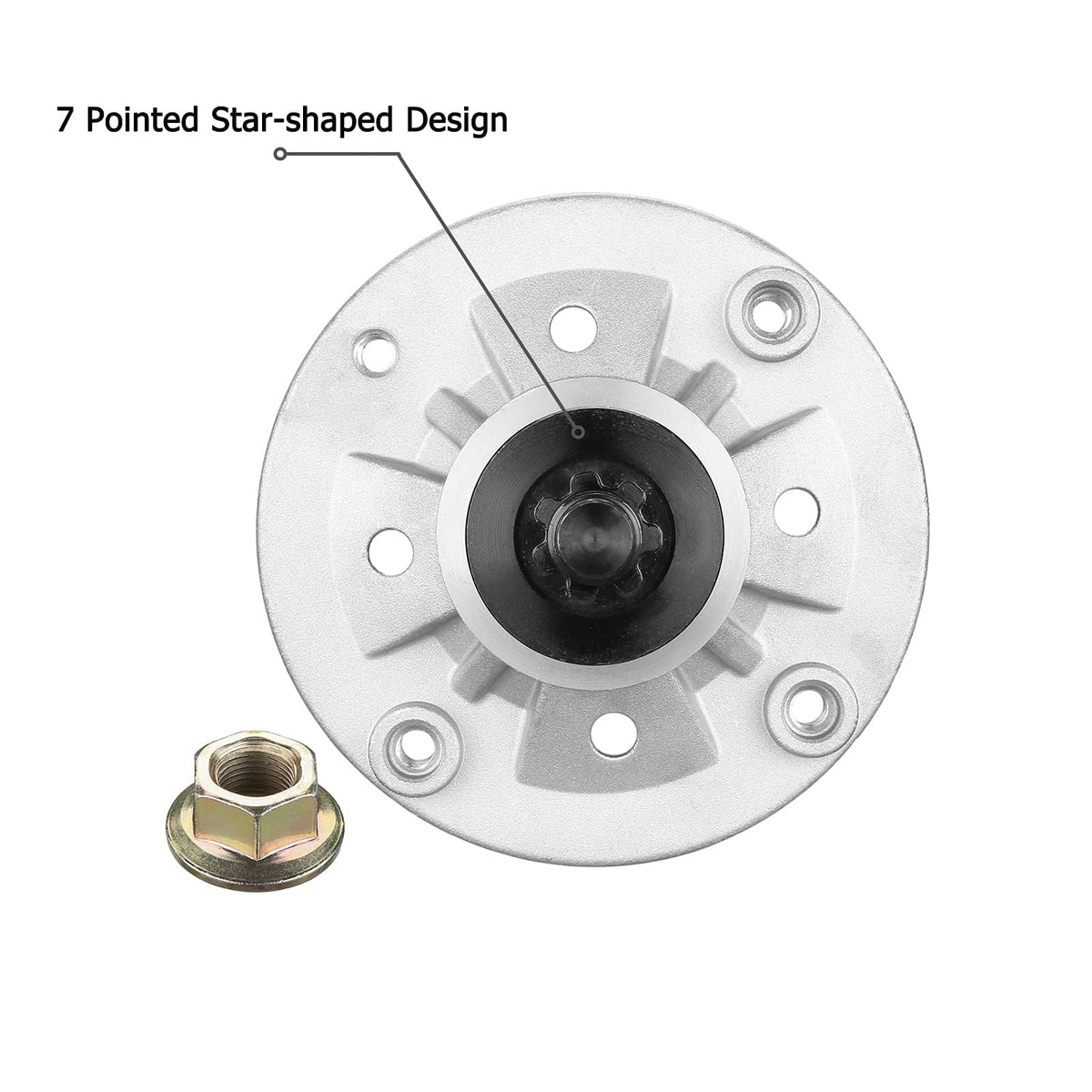 Fourtry spindle assembly for Deere D105 mower supports continued mowing.