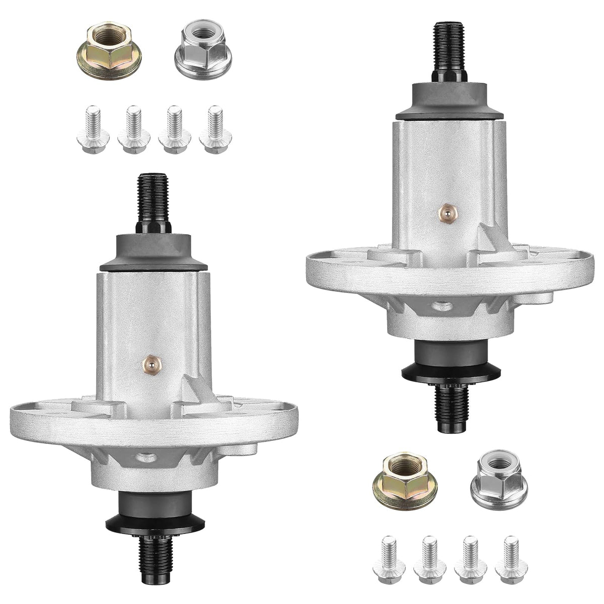 Fourtry spindle assembly for Deere LA135 mower with greasable design for longevity.