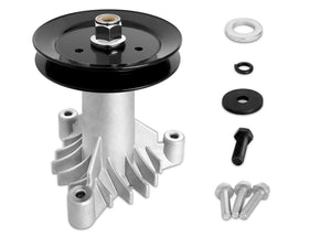 Fourtry spindle assembly with pulley for Craftsman LT1000 improves mower reliability.