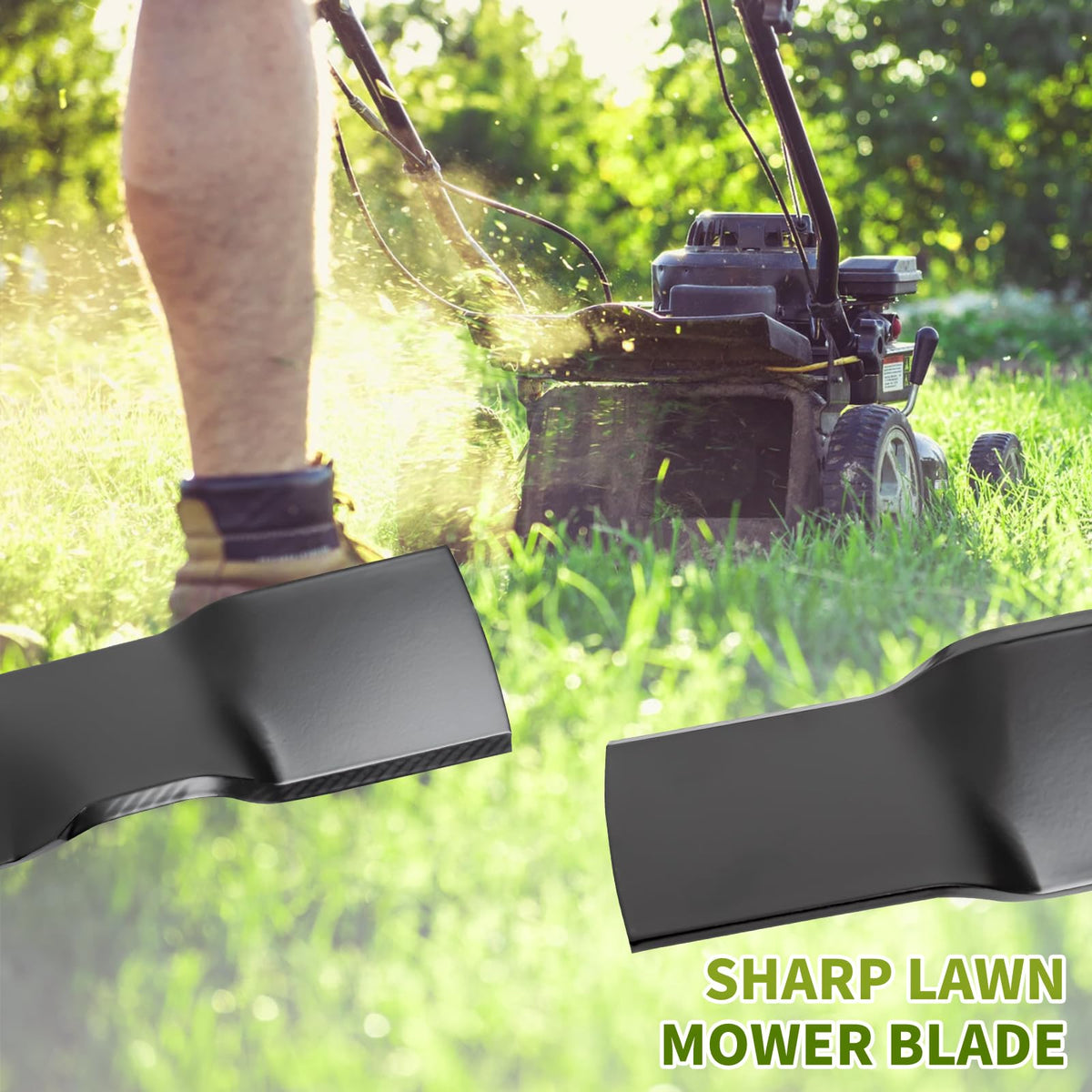 Fourtry two-pack mower blades for easy replacement and consistent mowing