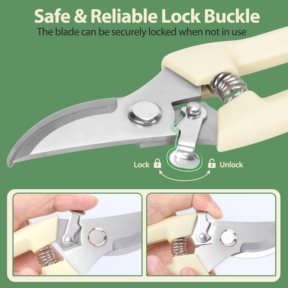 FOVCENT pruning shears safety lock engaged to prevent accidental injuries
