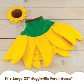 Two-piece 3D sunflower outfit adds whimsy to outdoor display.
