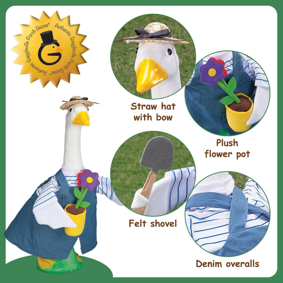 Fits a large 23-inch goose statue for an in-theme seasonal display.