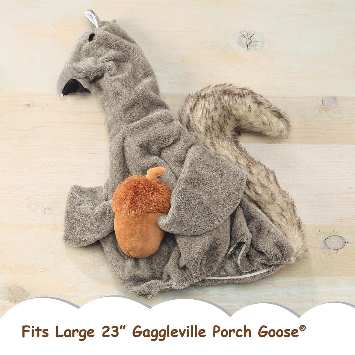 Gaggleville Squirrel Outfit, close-up fabric detail for durable lawn decor