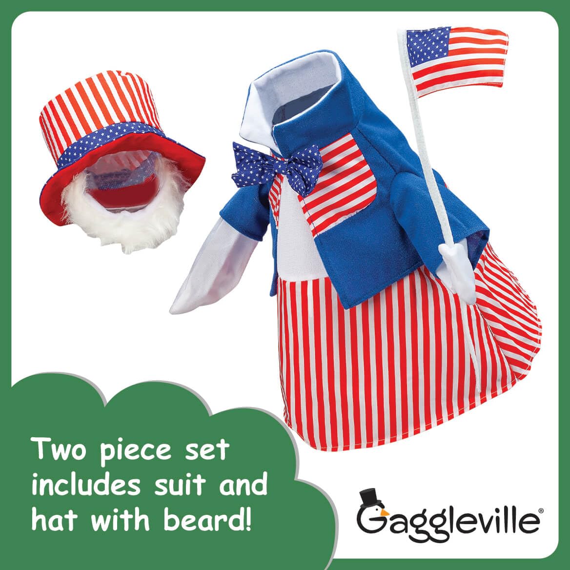 Fox Valley Traders Gaggleville Uncle Sam Goose Outfit decorative patriotic costume for large statues.