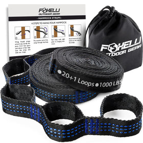 Foxelli XL Hammock Straps with 20ft length for wide anchor points.
