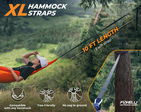 Foxelli high-density no-stretch webbing, triple-stitched durability.