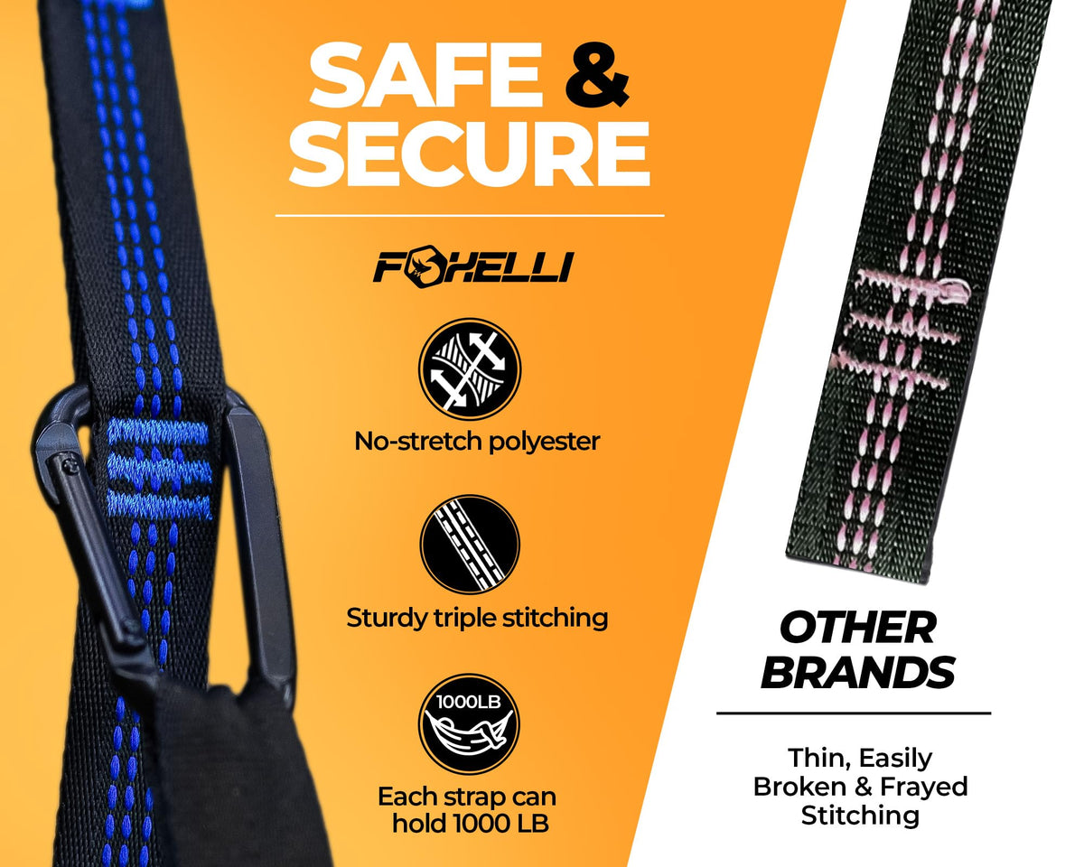 Foxelli XL tree attachment loops ready for secure anchoring.