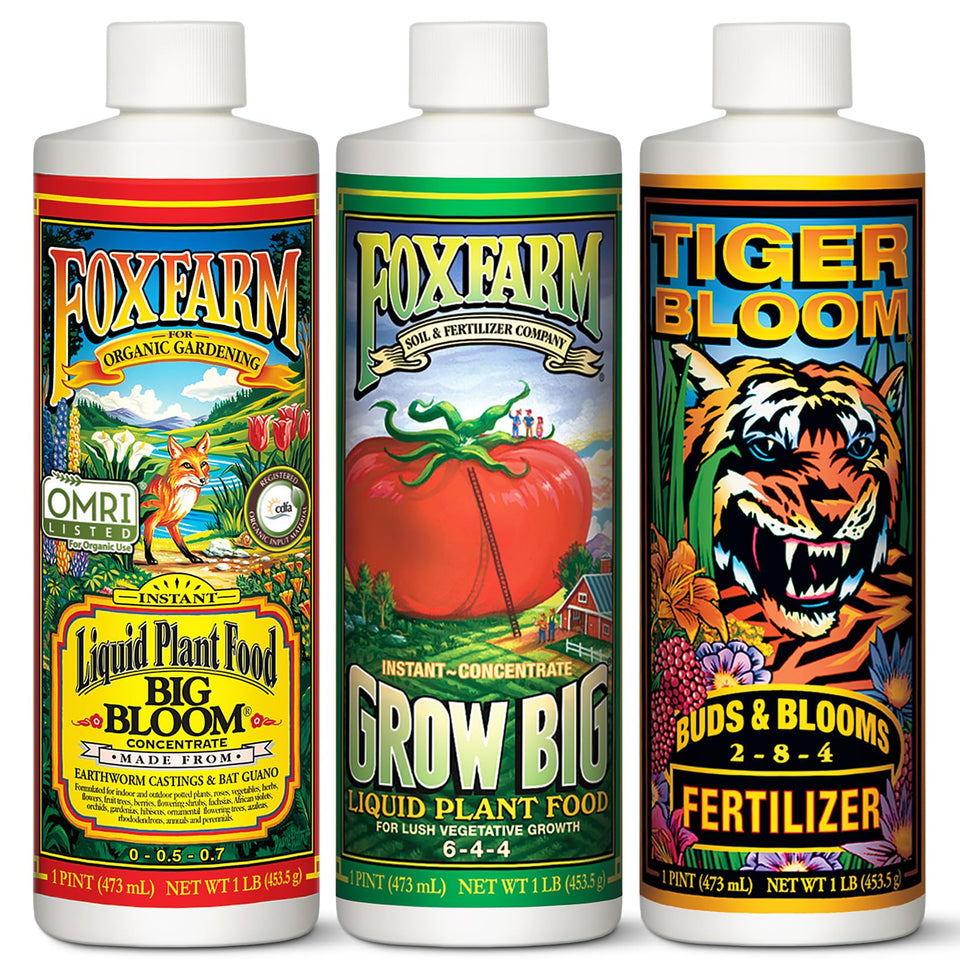 foxfarm big bloom bottle closeup: supports flowering and fruit development for vibrant plants.