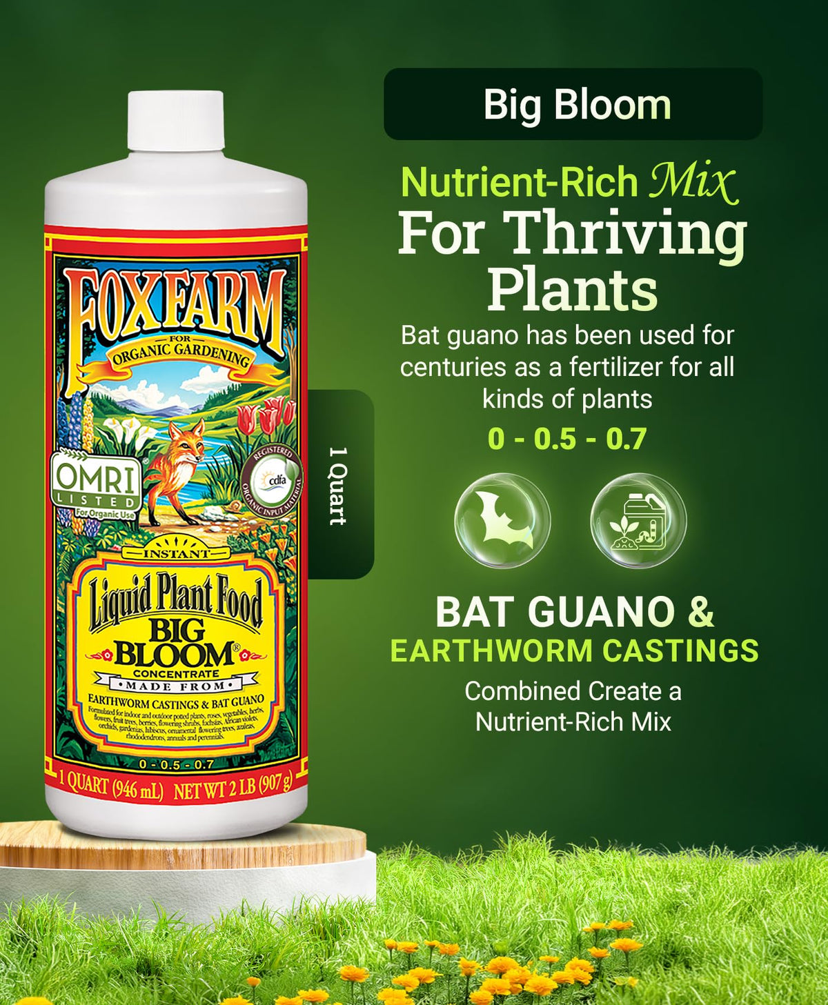 Fox Farm Big Bloom dosing spoon for accurate feeding.