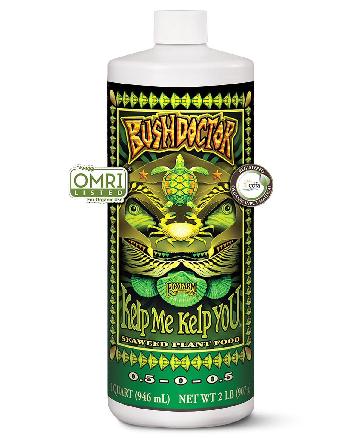 FoxFarm Bush Doctor Kelp Me Kelp You bottle promotes healthier plant growth with seaweed nutrition.