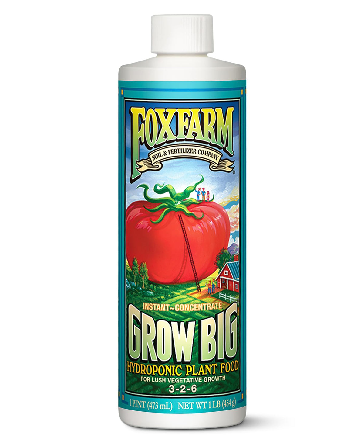 FoxFarm Grow Big hydroponic bottle pour promotes easy dilution for vegetative growth