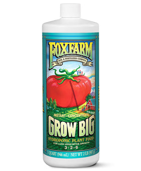 FoxFarm Grow Big Hydroponic bottle pour for precise feeding in veg growth