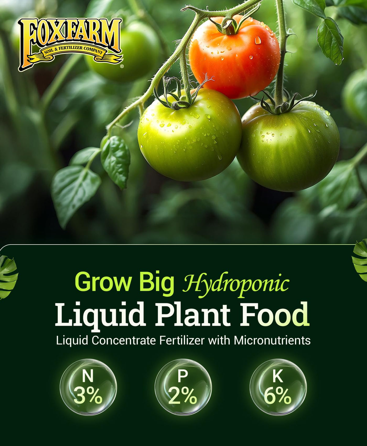 FoxFarm Grow Big Hydroponic label closeup showing nutrient ratio