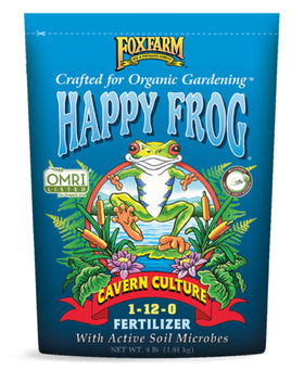 FoxFarm Happy Frog Cavern Culture bottle boosts blooming with bat guano nutrients.