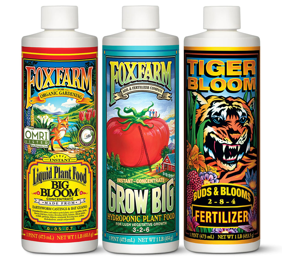 FoxFarm Hydro Liquid Trio Big Bloom bottle pour supports bloom development in plants