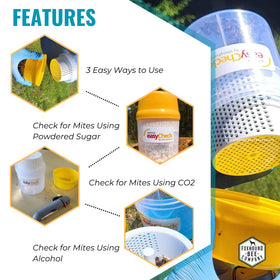 Foxhound Bee Varroa Easy Check mites falling-through action illustrates simple counting method.