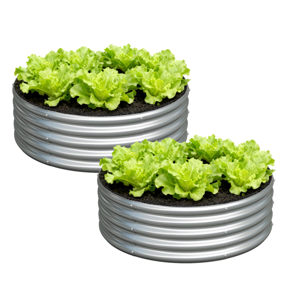 Foxlang 3x3x1ft round raised bed assembly shows sturdy galvanized construction for gardens