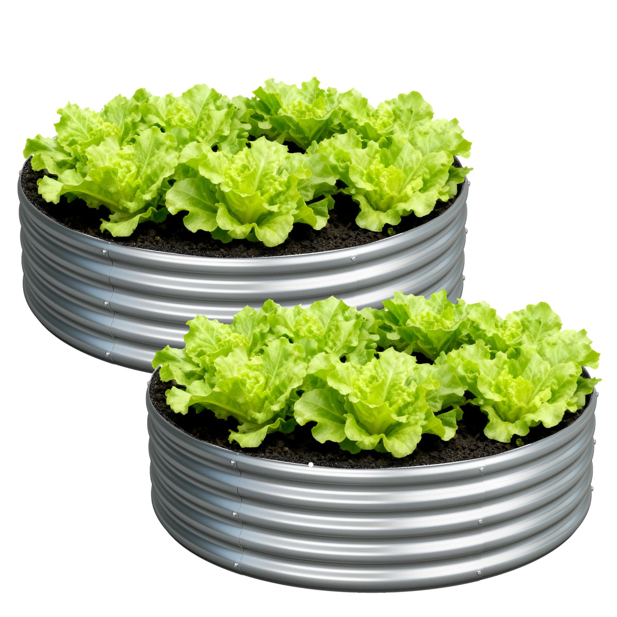 Foxlang 4x4x1ft round raised garden bed front view showing sturdy galvanized steel