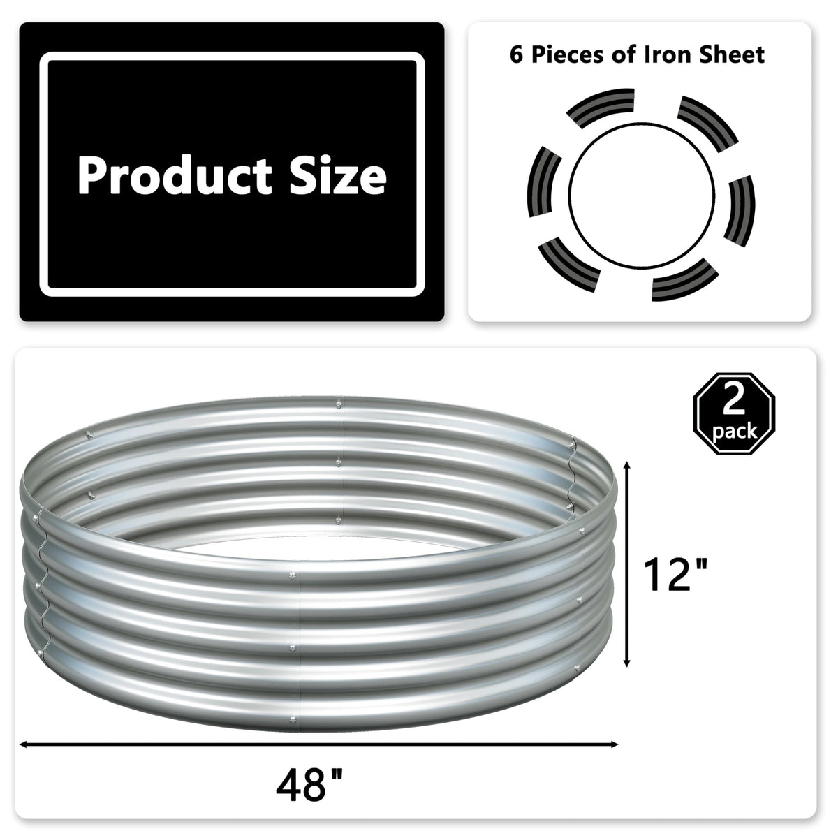 Foxlang round raised garden bed top view highlighting open base for drainage