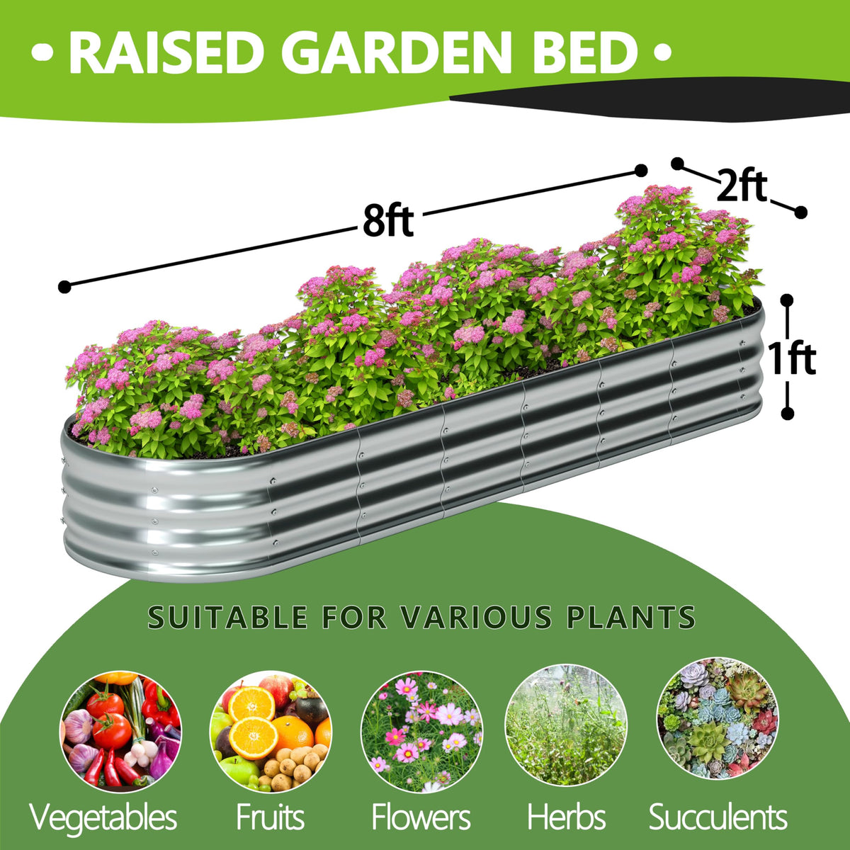 Foxlang oval raised bed side panel detail showing galvanized steel durability