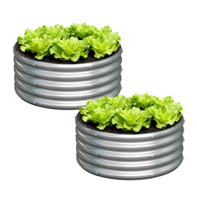 Foxlang galvanized round raised bed 2x2x1ft pack1 for efficient balcony vegetable growing