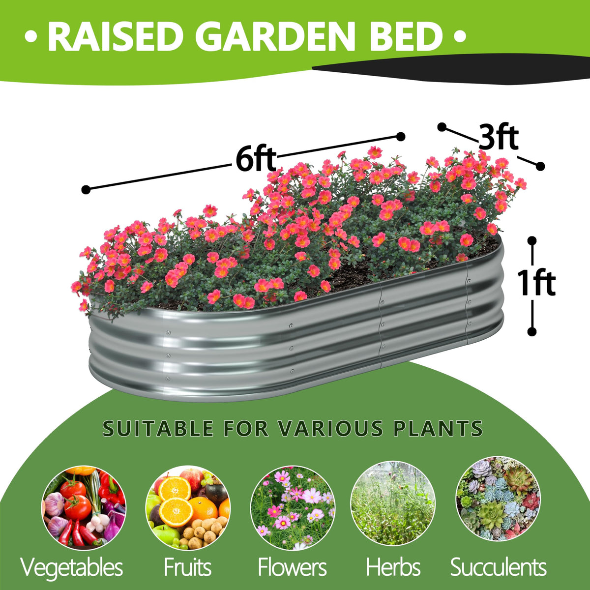 Foxlang oval raised garden bed base design promoting drainage and healthy roots