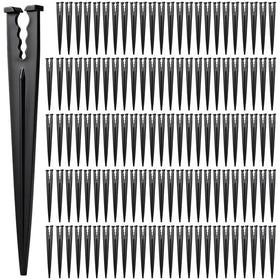 FoxRose 110-pack drip stakes bulk keeps tubing secure near plant roots.