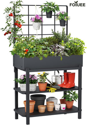 FOYUEE elevated planter height reduces bending during tasks.