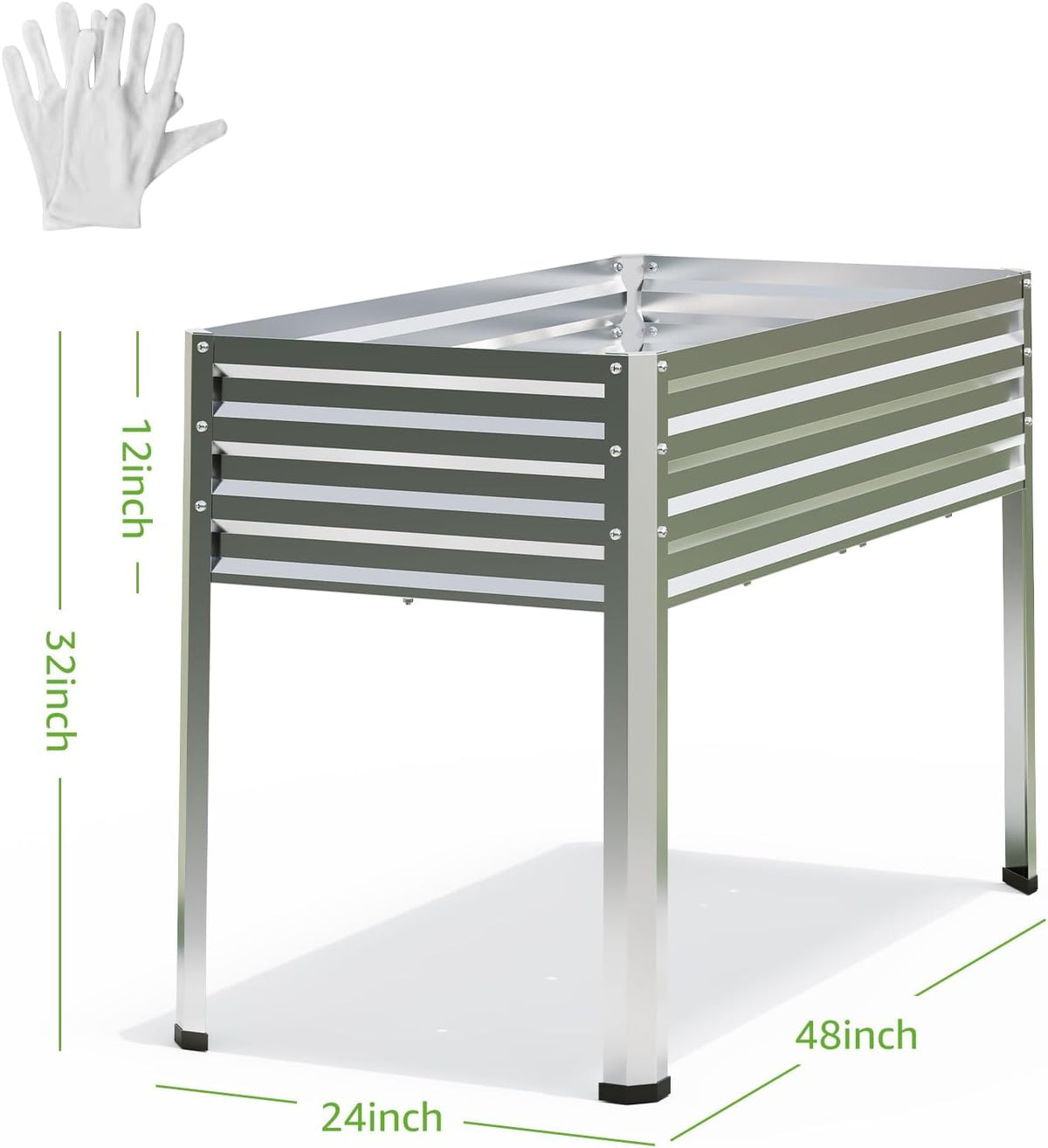 FOYUEE galvanized steel planter box with legs for durable outdoor use.