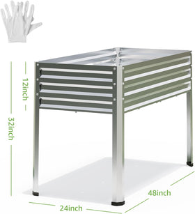 FOYUEE galvanized steel planter box with legs for durable outdoor use.