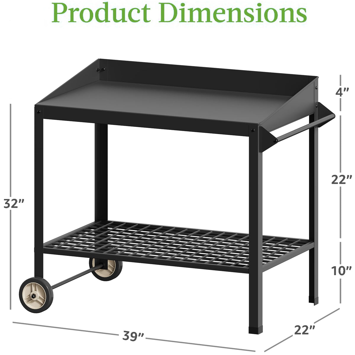 FOYUEE potting bench work surface area ideal for soil bags and tools.