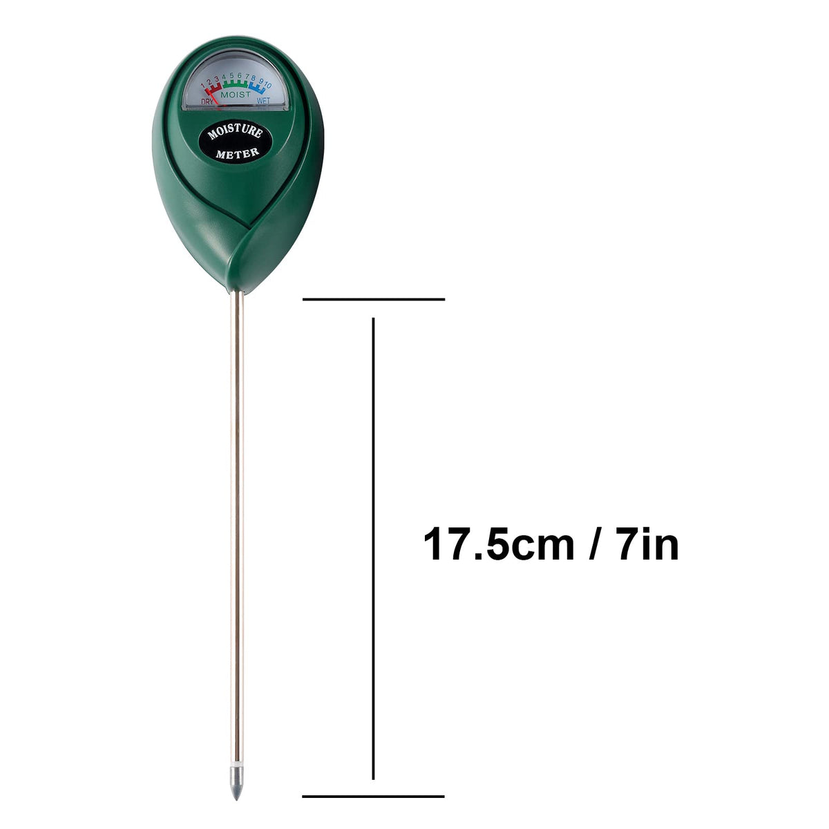 Fpxnb meter inserted into soil near roots to sense moisture.