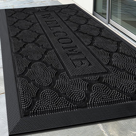 Framics rubber doormat for outdoor front door showing weatherproof durability