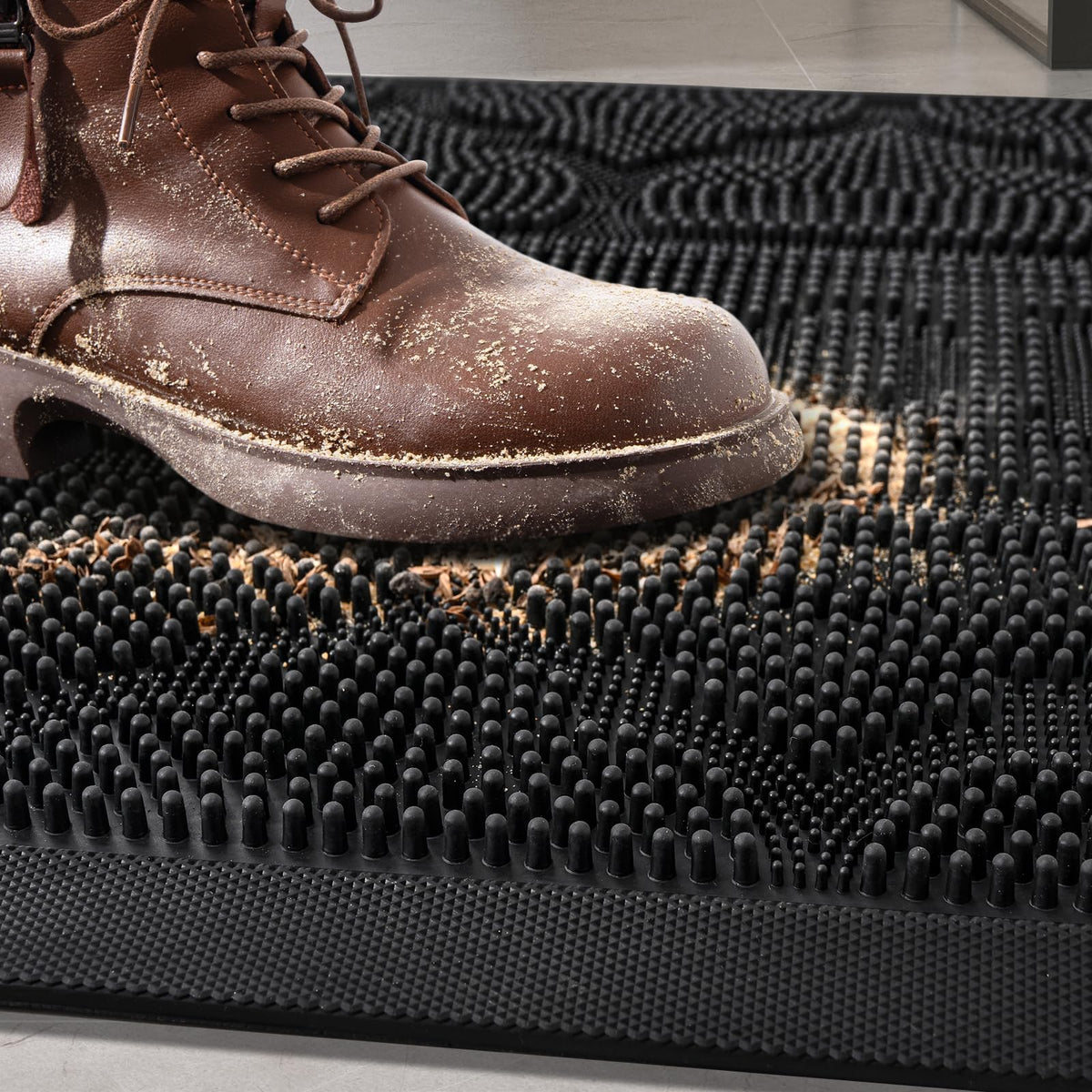Framics low-profile dirt trap doormat fits under doors while catching debris