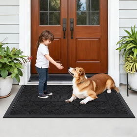 Framics doormat with non-slip grid backing for secure entryway footing
