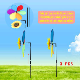 Frantlna Sunflower Pinwheels assembled 3-pack on display