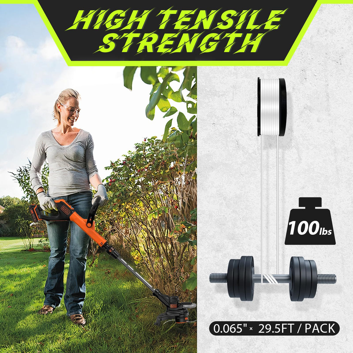 Durable 0.065-inch nylon trimmer line.