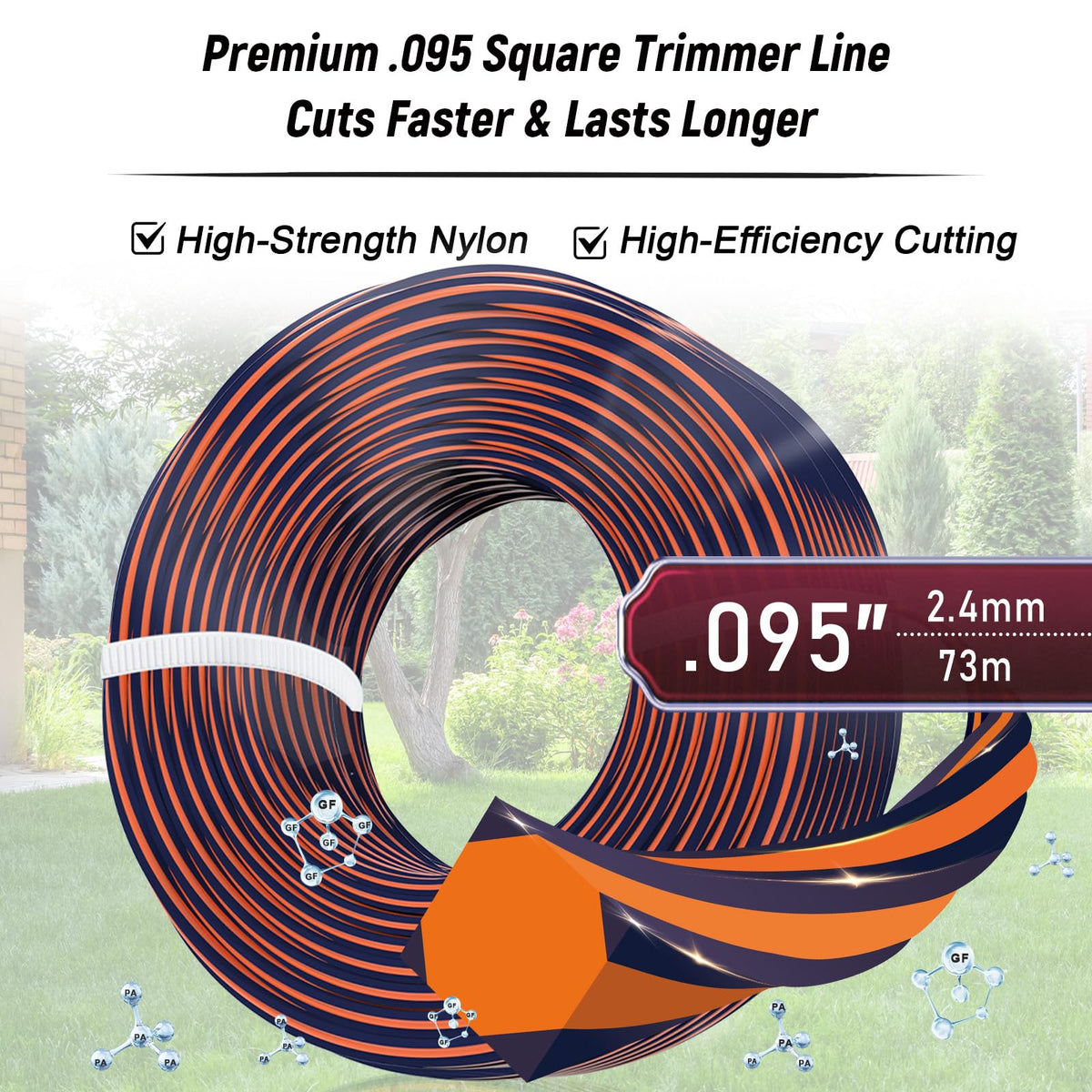 Frausonne edger performance string for precise trimming along borders and hard edges.