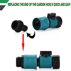 Freeasy hose adapters connected to hose showing quick compatibility