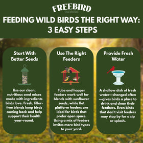 FREEBIRD yard no-waste seed spill keeps lawns clean.