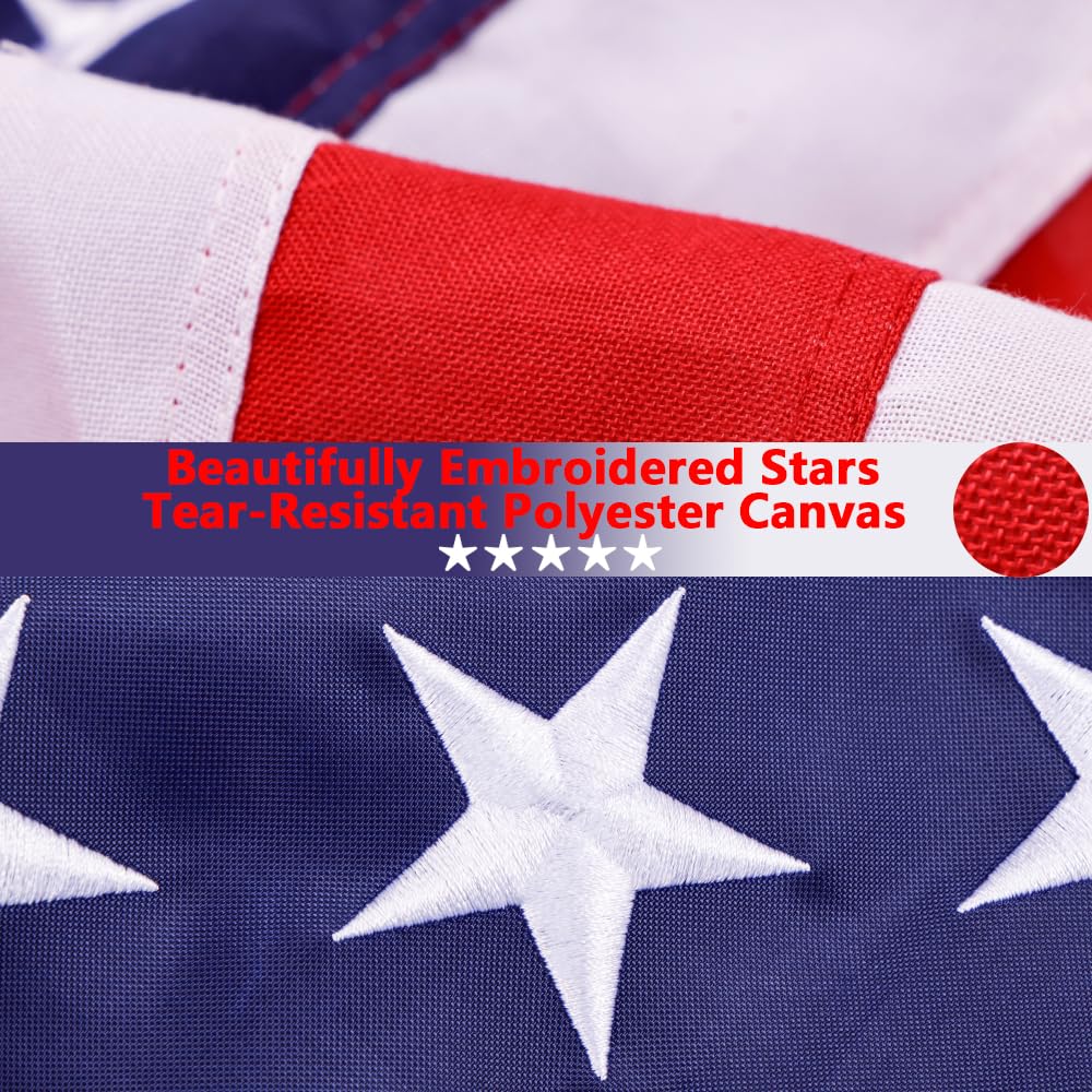 Freefy 220 GSM spun polyester flag resists fading in sun.