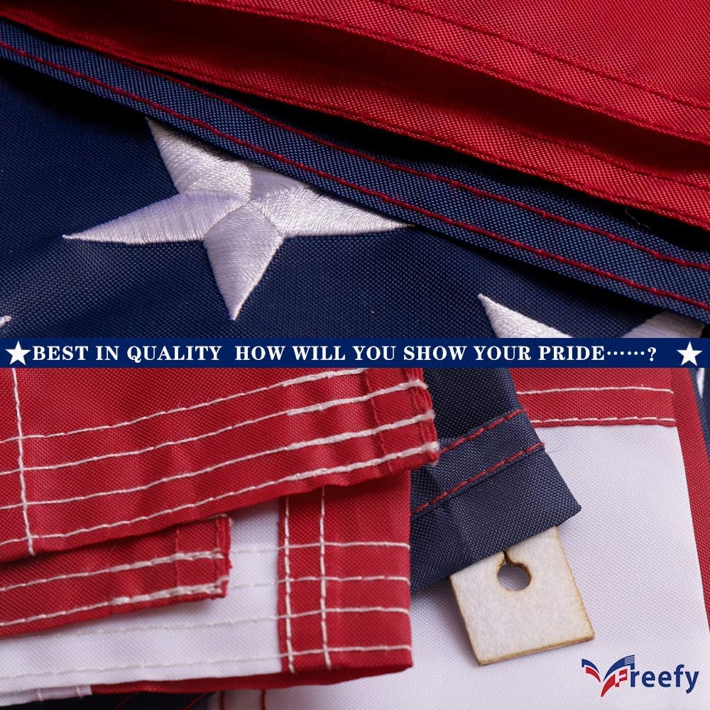 Freefy embroidered stars and sewn stripes for a timeless display