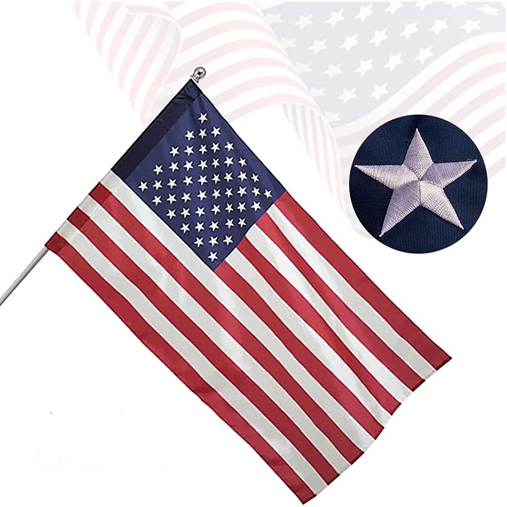 Freefy American Flag sleeve with leather tab for secure flagpole mounting