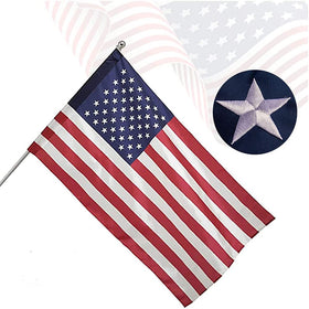 Freefy American Flag sleeve with leather tab for secure flagpole mounting