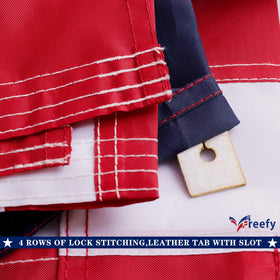 Freefy flag features sewn stripes for reinforced durability.